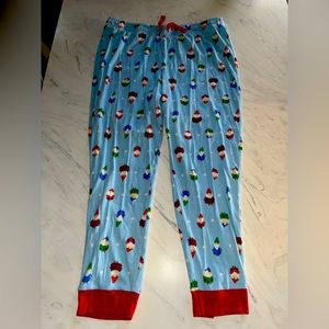 Secret Santa Knit Stretch gnome pajamas pants 2x blue pj sleep xmas